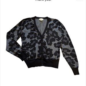 Michael Kors Black and Gray Animal Print Cardigan Sweater